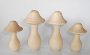 Giant DIY set of 4 mushrooms 10 and 14 cm high raw plain unpainted Unfinished Montessori blank