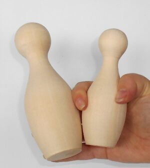 DIY set of 4 bowling pins 11 and 15 cm high raw plain unpainted Unfinished Montessori blank - 2