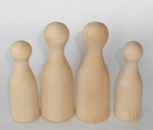 DIY set of 4 pin pegs 12 and 15 cm high raw plain unpainted Unfinished Montessori blank