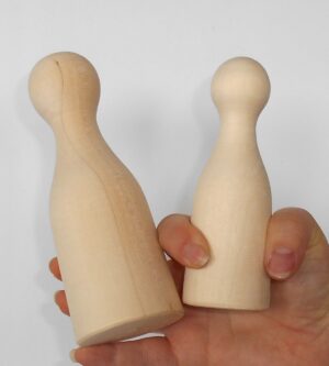 DIY set of 4 pin pegs 12 and 15 cm high raw plain unpainted Unfinished Montessori blank - 2