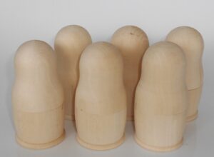 DIY set of 6 single babushkas high 10 cm raw plain unpainted Unfinished Montessori blank