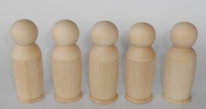 DIY set of 5 single funny people high 11 cm raw plain unpainted Unfinished Montessori blank