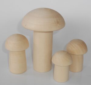 DIY set of 4 mushrooms (6-13 cm) high giants raw plain unpainted Unfinished Montessori blank