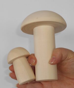 DIY set of 4 mushrooms (6-13 cm) high giants raw plain unpainted Unfinished Montessori blank - 3