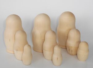 DIY set x 3 babushkas 11cm high 3-set raw plain unpainted Unfinished Montessori blank