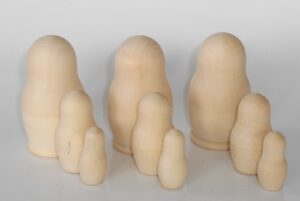 DIY set x 3 babushkas 8 cm high 3-set raw plain unpainted Unfinished Montessori blank