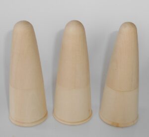DIY set of 3 cones  singles 12 cm high raw plain unpainted Unfinished Montessori blank
