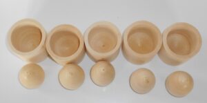 DIY set of 5 cup and egg raw plain unpainted Unfinished Montessori blank - 5