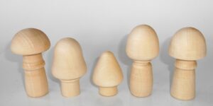 DIY set of 5 mushrooms 14 cm high raw plain unpainted Unfinished Montessori blank