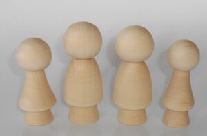 DIY set of 4 boys and girls raw plain unpainted Unfinished Montessori blank