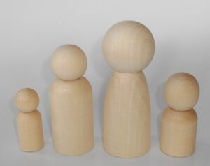 DIY family I set of 4 raw plain unpainted Unfinished Montessori blank