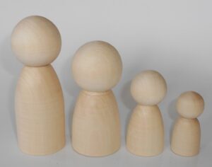 DIY family II set of 4 raw plain unpainted Unfinished Montessori blank