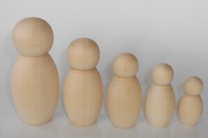 DIY family set of 5 raw plain unpainted Unfinished Montessori blank