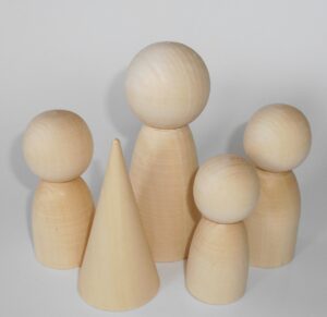 DIY family with tree set of 5 raw plain unpainted Unfinished Montessori blank