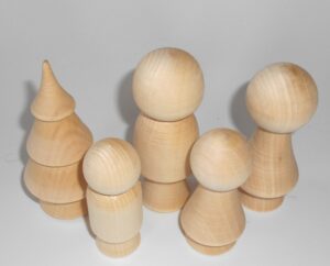 DIY family with Xmas tree set of 5 raw plain unpainted Unfinished Montessori blank - 3