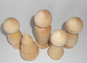DIY family with Xmas tree II set of 5 raw plain unpainted Unfinished Montessori blank - 2