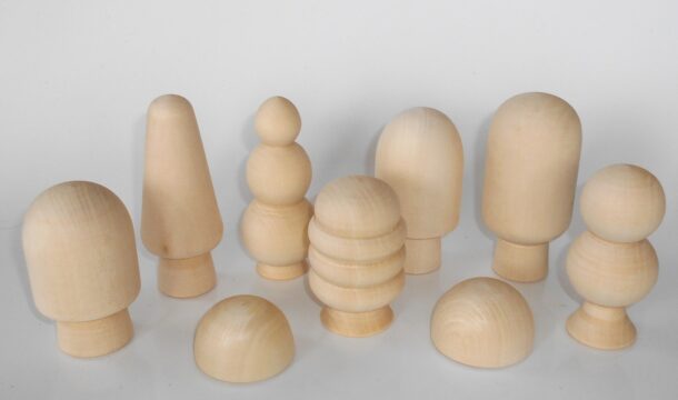 DIY magic forest set of 9 raw plain unpainted Unfinished Montessori DIY  BLANK