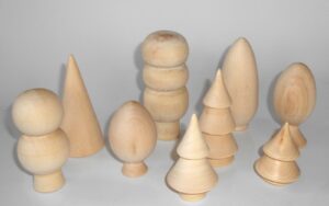 DIY magic forest with 3 Xmas trees set of 9 raw plain unpainted Unfinished Montessori DIY  BLANK