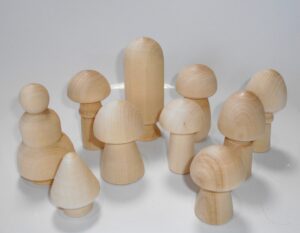 DIY magic forest with mushrooms set of 10 raw plain unpainted Unfinished Montessori DIY  BLANK