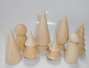 DIY magic forest with Xmas trees set of 8 raw plain unpainted Unfinished Montessori DIY  BLANK