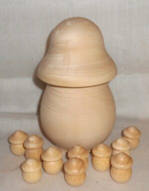 DIY Mushrooms décor box 14 cm high raw plain unpainted Unfinished Montessori DIY  BLANK