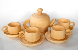 Tea party set English for 4 people raw plain unpainted Unfinished Montessori blank