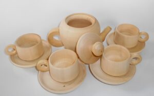 Tea party set English for 4 people raw plain unpainted Unfinished Montessori blank - 3