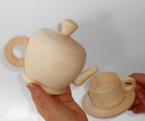 Tea party set English for 4 people raw plain unpainted Unfinished Montessori blank - 4