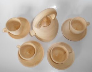 Tea party set Japanese style for 4 people raw plain unpainted Unfinished Montessori blank - 3