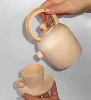 Tea party set Japanese style for 4 people raw plain unpainted Unfinished Montessori blank - 2