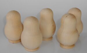 DIY set x 5 solid babushkas Peoples 7 cm high raw plain unpainted Unfinished Montessori blank