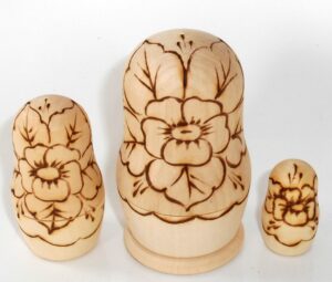 DIY 3-set with flowers & handkerchief 9.5 cm nesting Doll Babooshki s raw plain unpainted Unfinished Montessori blank