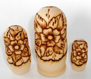 DIY 3-set with plait 12.5 cm nesting Doll Babooshki s raw plain unpainted Unfinished Montessori blank