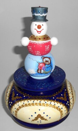 Snowman Music Box with bear