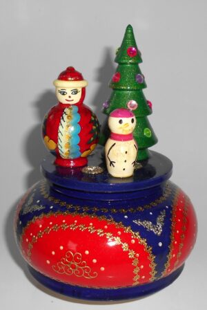 Santa with Xmas tree and snowman Music Box