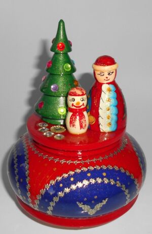 Santa with Xmas tree and snowman Music Box