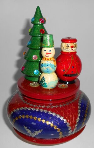 Santa with Xmas tree and snowman Music Box