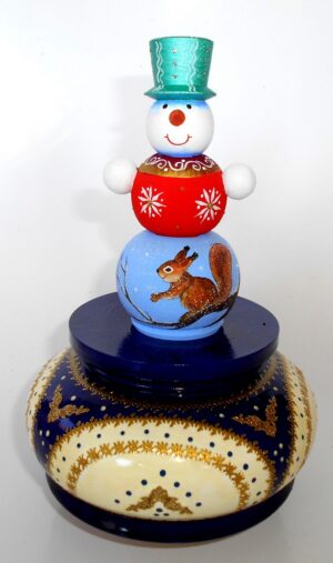 Snowman Music Box with squirrel