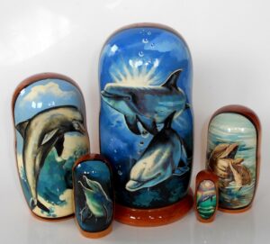 Dolphin Babushka Matryoshka nesting Doll  Babooshki Babushkas