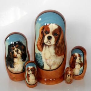 Doggy King Charles Cavalier Babushka Matryoshka nesting Doll  Babooshki Babushkas