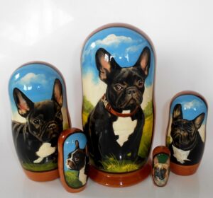 Doggy French BullDoggy Babushka Matryoshka nesting Doll  Babooshki Babushkas