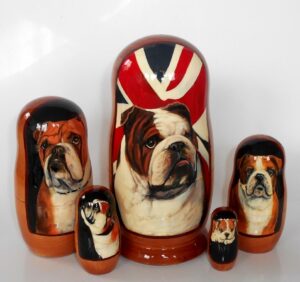 Doggy English BullDoggy Babushka Matryoshka nesting Doll  Babooshki Babushkas