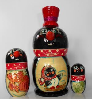 Funny Penguin in bowler hat 5-set nesting Doll Babooshki s
