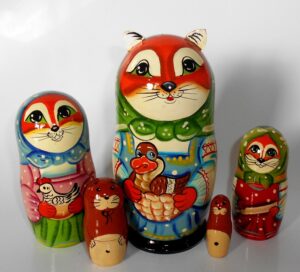 Funny red fox 5-set Babushka Matryoshka nesting Doll Babooshki Babushkas