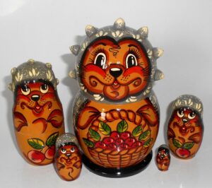 Funny grey hedgehog 5-set Babushka Matryoshka nesting Doll Babooshki Babushkas