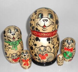 Funny Dalmatians 5-set Babushka Matryoshka nesting Doll Babooshki Babushkas