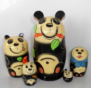 Funny Panda 5-set Babushka Matryoshka nesting Doll Babooshki Babushkas