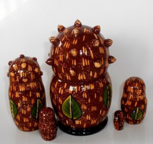 Funny brown hedgehog 5-set nesting Doll Babooshki s