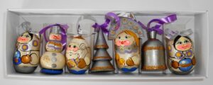 Christmas décor in silver 7-set   Babushka Matryoshka nesting Doll  Babooshki Babushkas BOX SET