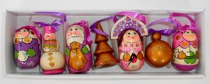 Christmas décor in violet/gold 7-set   Babushka Matryoshka nesting Doll  Babooshki Babushkas BOX SET
